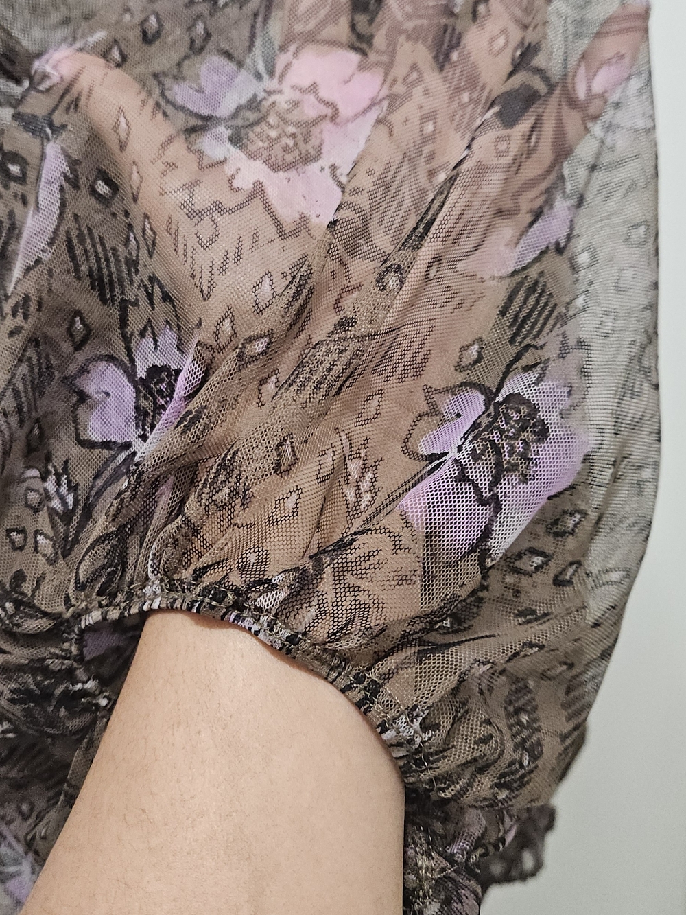 Free People Lilia Crop Brown Floral Mesh with Purple And Square Neckline Small - Picture 5 of 9